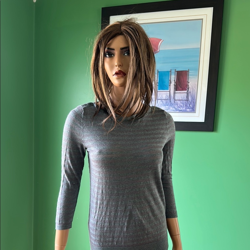 🩶🩶NWOT LOFT Gray Ribbed Fitted Pullover Top🩶🩶
